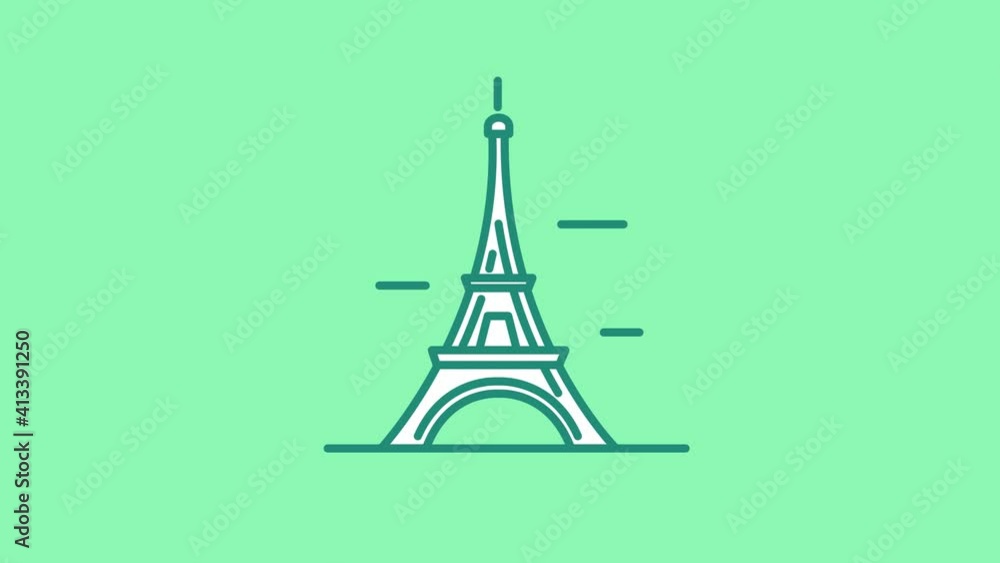 Poster eiffel tower line icon on the alpha channel