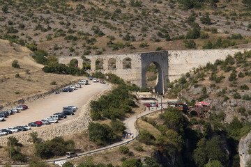 Turkey, Safranbolu. Incekaya observation platform just outside of Safranbolu. Incekaya Aqueduct originally built in Byzantine times, restored in 1790s by Izzet Mehmet Pasa.