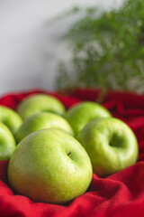 green apples on the table close up