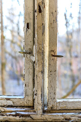 Ukraine, Pripyat, Chernobyl. Broken windows and peeling paint.