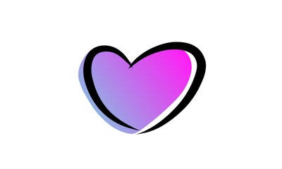 Cute and trendy heart shape doodle design element