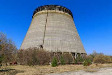 Ukraine, Pripyat, Chernobyl. Unfinished cooling tower for reactors 5 and 6 which were never...