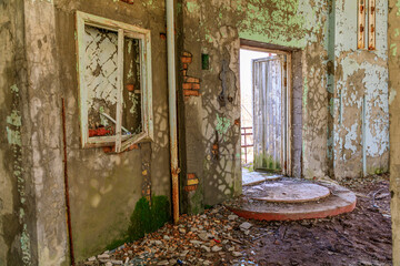Ukraine, Pripyat, Chernobyl. Abandoned building interior.