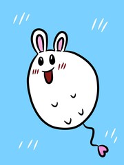 cute cartoon rabbit on blue color background