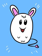 cute cartoon rabbit on blue color background
