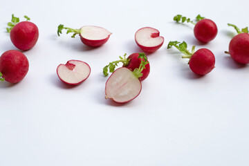 Fresh radish on white background.