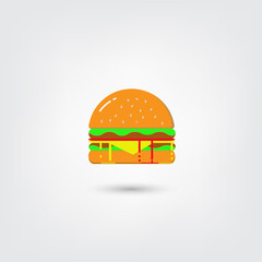 Vector Realistic Hamburger Classic Burger American Cheeseburger