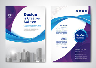 Template vector design for Brochure, AnnualReport, Magazine, Poster, Corporate Presentation, Portfolio, Flyer, infographic, layout modern with blue color size A4, Front and back, Easy to use and edit.
