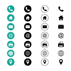 Web icon set. Business card contact information icon. Contact us icon set