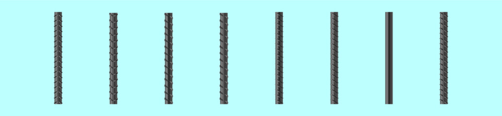 set of endless rebars cartoon icon design template with various models. vector illustration isolated on blue background