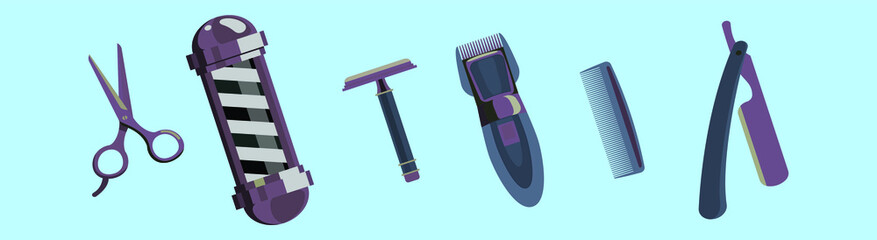set of shavers cartoon icon design template with various models. vector illustration isolated on blue background