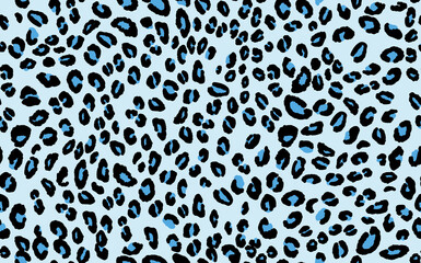 Abstract modern leopard seamless pattern. Animals trendy background. Blue and black decorative vector stock illustration for print, card, postcard, fabric, textile. Modern ornament of stylized skin.