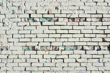 Vintage textured background of white brick wall