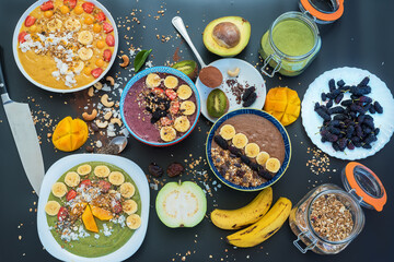 delicious and healthy breakfast with fruit and yoghurt 