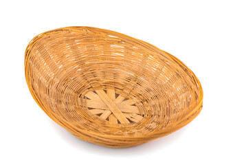 Fototapeta premium vintage weave wicker basket isolated on white background