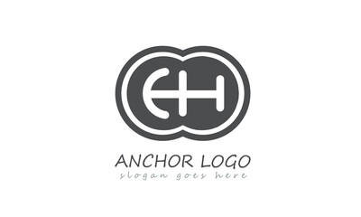 horizontal anchor shape logo. isolated white monogram design. vector