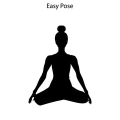 Easy Pose Yoga Workout Silhouette. Healthy lifestyle vector illustration