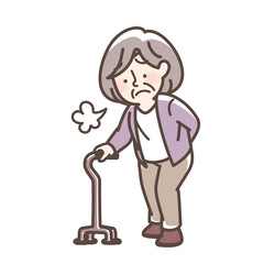 杖をつくおばあさん