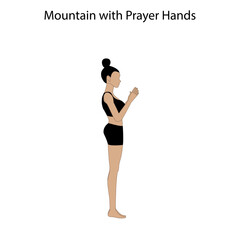 Mountain with Prayer Hands Pose Yoga Workout