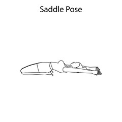 Saddle Pose Yoga Workout Outline. Healthy lifestyle vector illustration