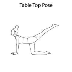 Table Top Pose Yoga Workout Outline. Healthy lifestyle vector illustration