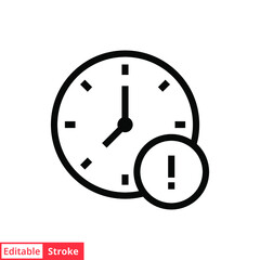 Expiry line icon. Simple outline style for web and app. Alert, alarm, clock circular with exclamation mark concept. Vector illustration isolated on white background. Editable stroke EPS 10