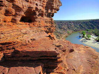 walk trail around Natures Window over Murchison River Gorge in Kalbarri National Park, Western...