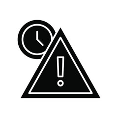 Expiry glyph icon. Simple solid style for web and app. Alert, alarm, clock circular with exclamation mark concept. Vector illustration isolated on white background. Editable stroke EPS 10