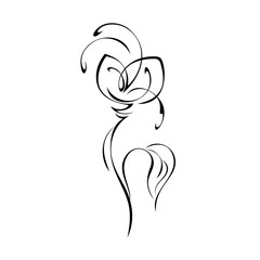 ornament 1531. stylized flower on a stem with one leaf in black lines on a white background