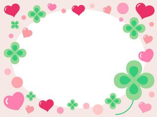 かわいいハートとクローバーのピンク系フレーム
