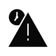 Expiry glyph icon. Simple solid style for web and app. Alert, alarm, clock circular with exclamation mark concept. Vector illustration isolated on white background. Editable stroke EPS 10