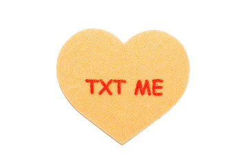 Heart shaped foam pad with "Txt me" letters