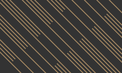 Fototapeta premium Diagonal of stripe pattern. Design line of gradient gold on black background. Design print for illustration, texture, textile, wallpaper, background. Set 1