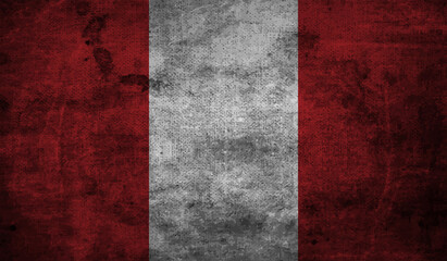 Grunge Peru flag. Peru flag with waving grunge texture.