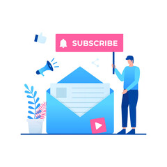 Subscribe to our newsletter illustration concept. Illustration for websites, landing pages, mobile applications, posters and banners