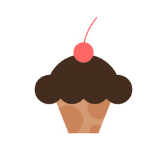 chocolate cupcake with cherry on top icon