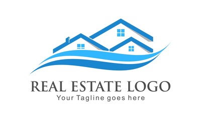 Naklejka premium Real estate island logo design