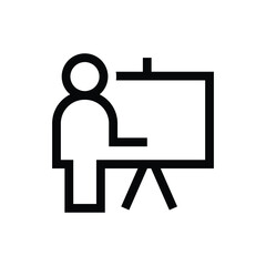 classroom, teaching icon, teacher and blackboard vector