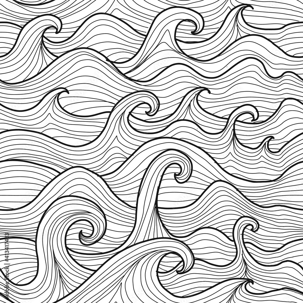 Aufkleber Abstract Sea Background. Seamless Pattern for your design