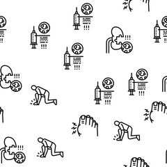 Gout Health Disease Vector Seamless Pattern Thin Line Illustration