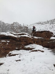 Man in the snowy mountains