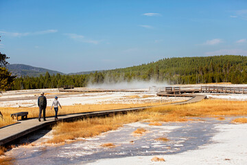 family in yellowstone national park