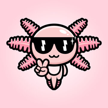 cool cute cartoon axolotl vector design