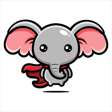 cartoon cute hero elephant vector design