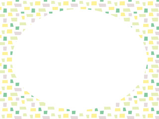 カラフルなレンガ風の丸い装飾フレーム　グリーン