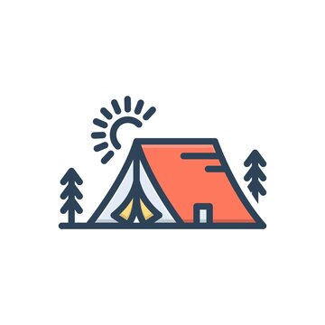 camping tent sun trees outdoors clip art preview