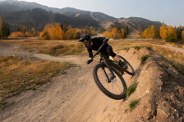 man mountain biking