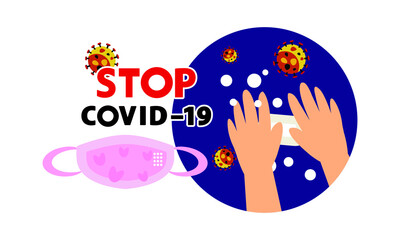 Washing hand and protective face mask against corona virus,Covid-19.