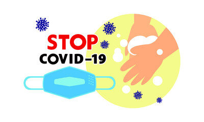 Washing hand and protective face mask against corona virus,Covid-19.