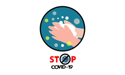 Washing hand for coronavirus prevention,COVID-19 prevention,Vector illustration.